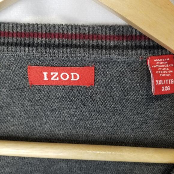 IZOD Sweater 2XL  Men's Fine Gauge Essentials V-Neck Solid Gray - Picture 3 of 9